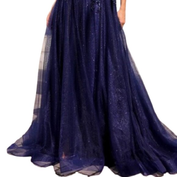 NWT Nox Anabel G1405 Beaded Prom Dress Navy Blue Size 4 - Picture 2 of 6